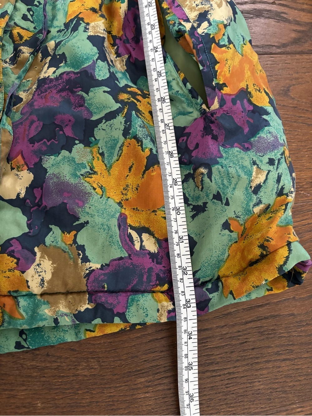 Vintage 100% Silk Rare Floral Utility Anorak Jacket in Green, Yellow & Purple - Picture 12 of 16